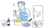 食事の準備をする人のイメージイラスト