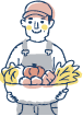 野菜を持っている人のイラスト