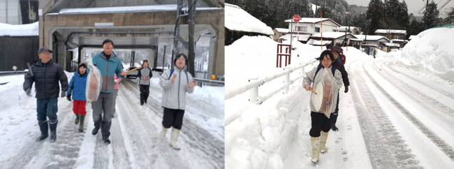 鳥追いと参加者の様子(写真)