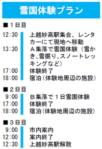 雪国体験プラン一例（画像）