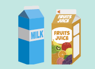 牛乳やジュースの紙パックのイラスト