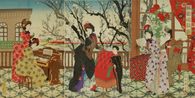 楊洲周延「梅園唱歌図」（村田コレクション）画像