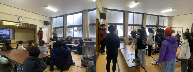 斎藤隊員と児童の交流の様子（写真）