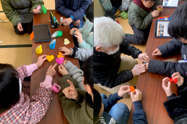 谷集落の方々と児童の交流の様子（写真）