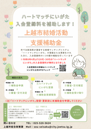 結婚活動支援補助金 チラシ（画像）