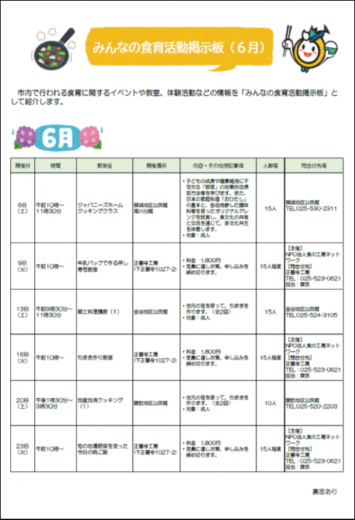 みんなの食育活動掲示板　令和8年6月分（2枚中1枚目）