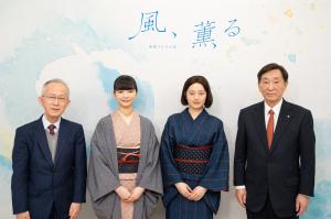 連続テレビ小説「風、薫る」上越市ロケ取材会(写真)
