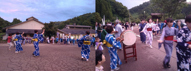 盆踊り会場の様子(組写真)